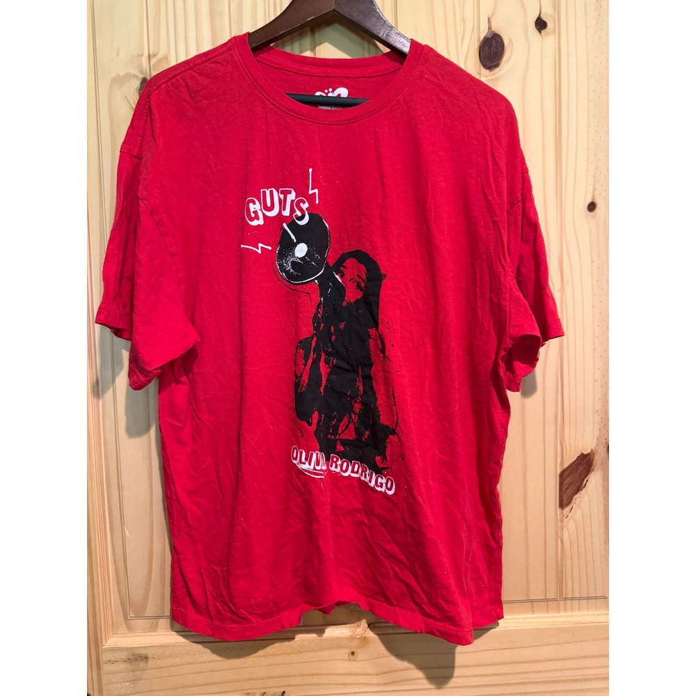 Olivia Rodrigo GUTS Tour T-Shirt Red‎ Graphic Tee Womens Large Official Merch